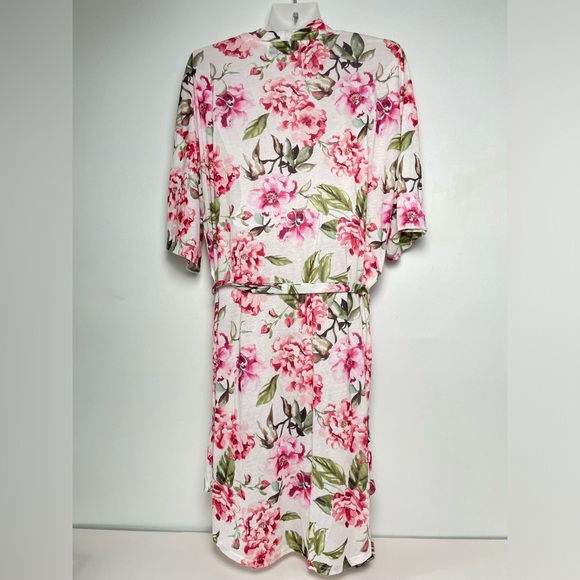 Show Me Your Mumu One Size White Pink Floral Belted Robe Garden of Blooms Kimono - Picture 3 of 6